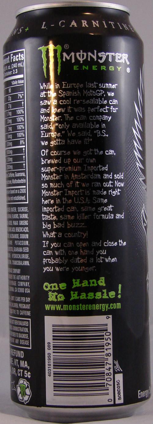 MONSTER Energy Drink 550mL IMPORT WITH SHIELD A United States