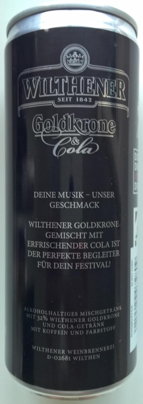 WILTHENER-Brandy/cola mix-250mL-WILTHENER GOLDKRONE -Germany